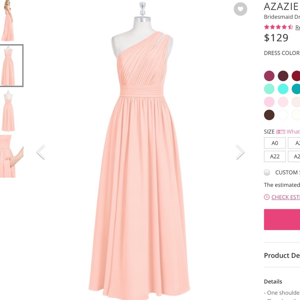 AZAZIE BRIDESMAID CORAL DRESS SIZE 4 (MOLLY)